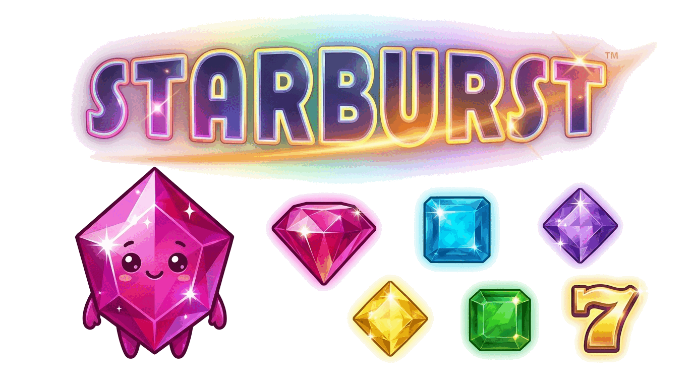 Ilustración de Starburst con gemas cristalinas flotantes y estrella central