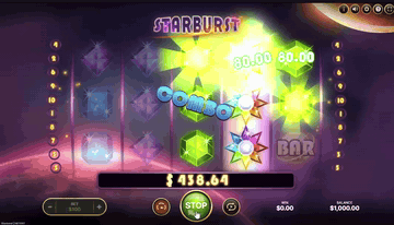 Jugada en Starburst en un casino online