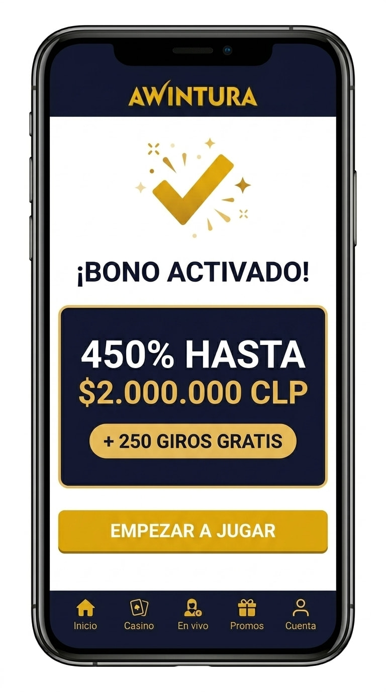 Confirmación de activación del bono de bienvenida 450% de Awintura