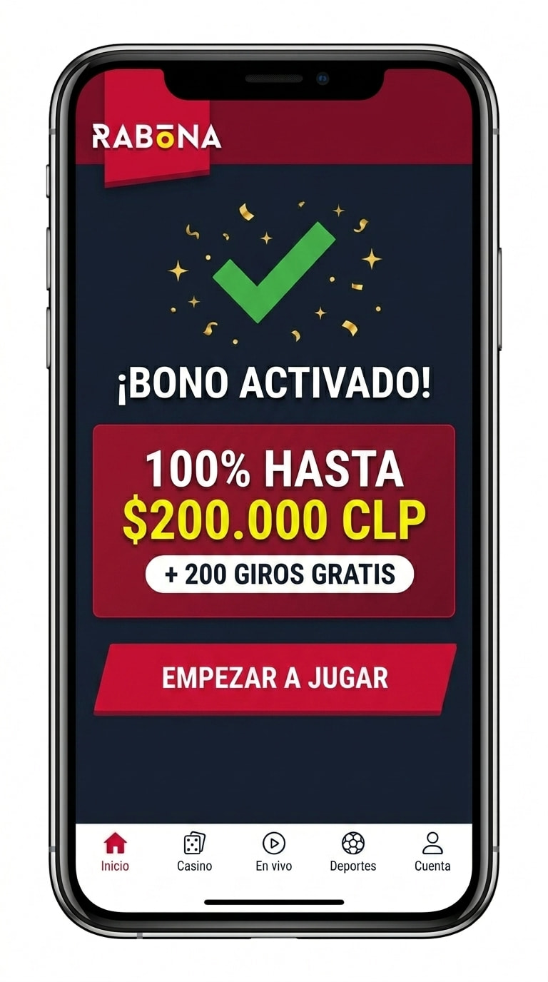 Confirmación de activación del bono de bienvenida 100% de Rabona