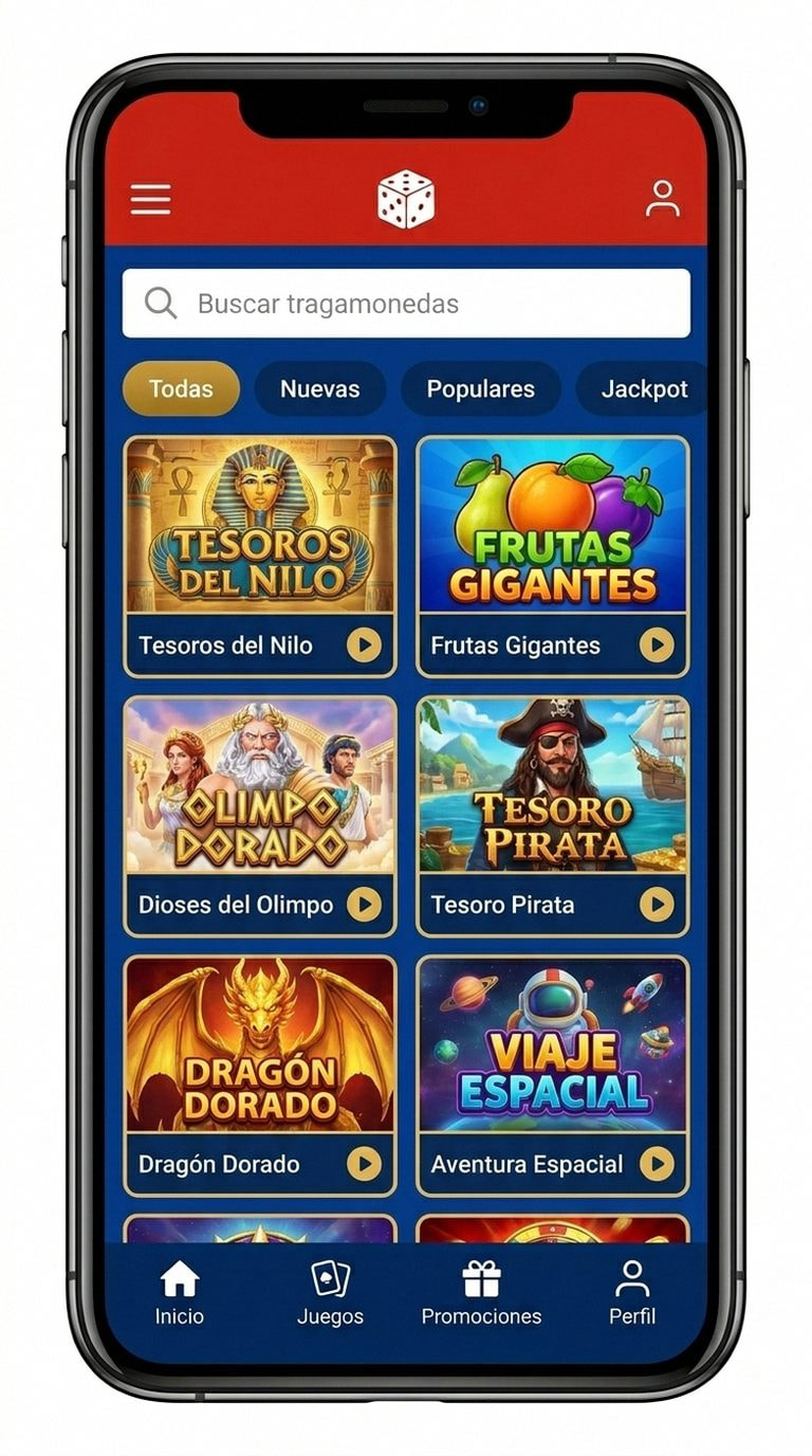 Lobby de tragamonedas del casino online con filtros por proveedor